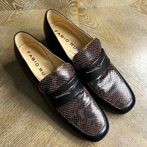 FABIO RUSCONI Black Brown Croc Women’s Loafer Shoes 38